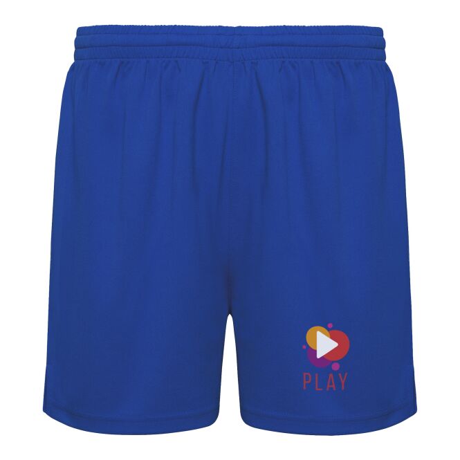 Teamkleidung Sportshorts Player – royalblau – mit Logo bedruckt 48h Express-Druck atmungsaktives Piqué-Gewebe Gr. 4