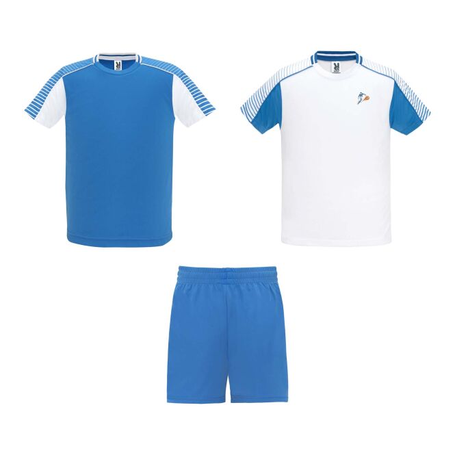 Trikotsatz Juve – weiss-royalblau – mit Logo bedruckt 48h Express-Druck 3-teilig mit 2 T-Shirts & 1 Shorts