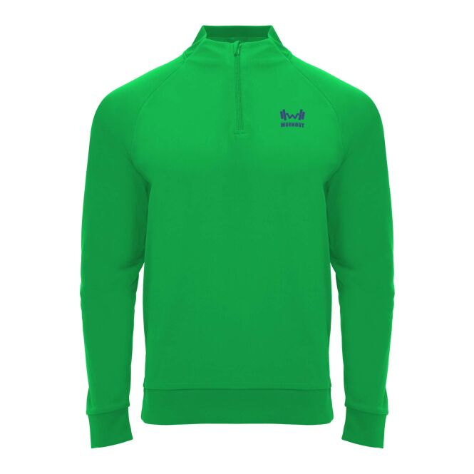 Teamkleidung Epiro Half-Zip Sweatshirt – farngrün – mit Logo bedruckt 48h Express-Druck Gr. 10