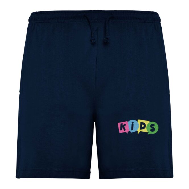 Teamkleidung Sportshorts – navy blue – mit Logo bedruckt 48h Express-Druck – Elastischer Bund mit Kordelzug – Gr. 1/2