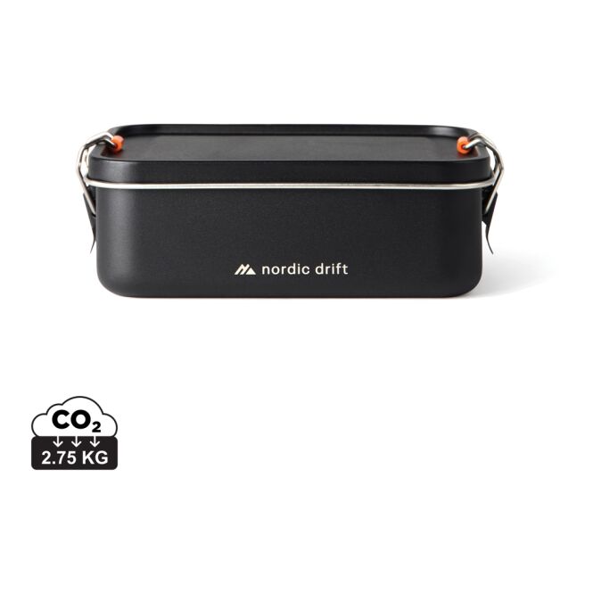 Firmengeschenk Nordic Drift Trail Lunchbox mit Gravur – Schwarz – nachhaltiger Edelstahlbehälter für Mahlzeiten im Büro und unterwegs