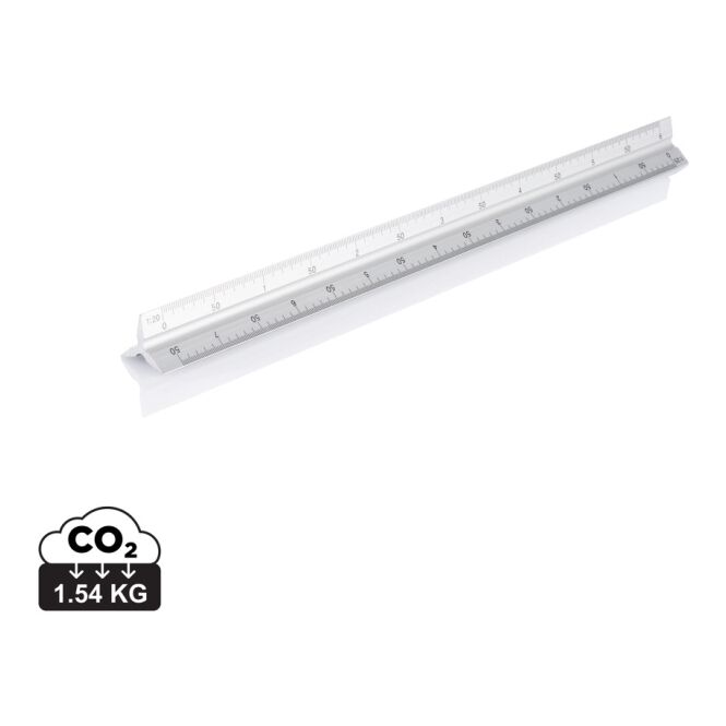 Werbeartikel Aluminiumlineal 30 cm mit Gravur – Silber – Messinstrument für Architektur und Technik