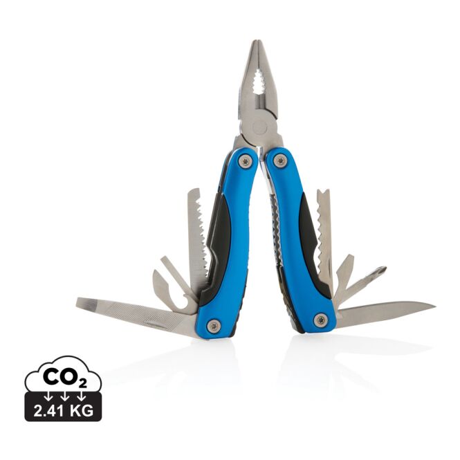 Mitarbeitergeschenk Multitool Fix – blau-schwarz – mit Lasergravur 14 Funktionen vielseitiges Multifunktionswerkzeug