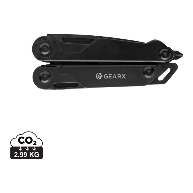 Mitarbeitergeschenk Multitool Gear X – schwarz – mit Lasergravur 13 Funktionen vielseitiges Multifunktionswerkzeug