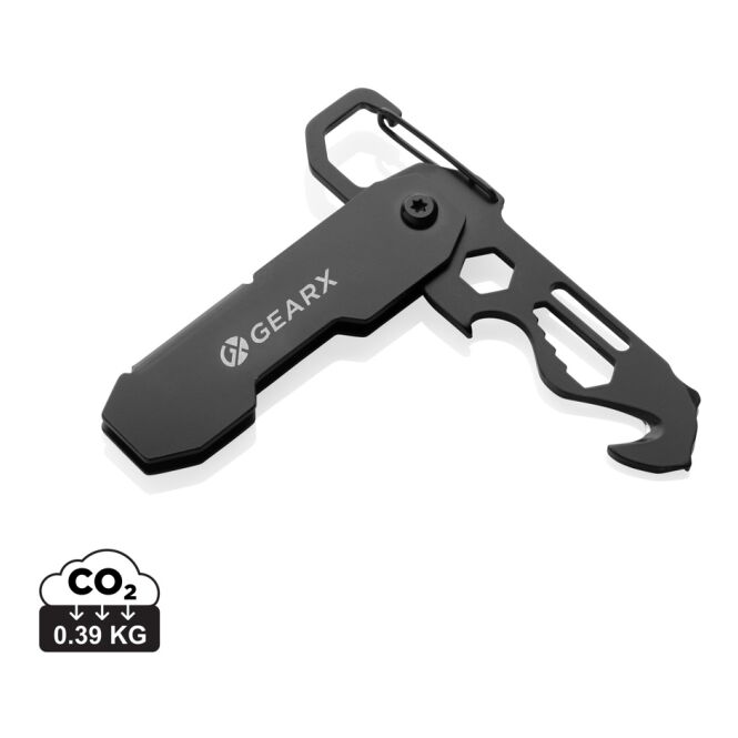 Mitarbeitergeschenk Multitool Gear X – schwarz – mit Logo bedruckt 11 Funktionen aus Edelstahl für Montagearbeiten