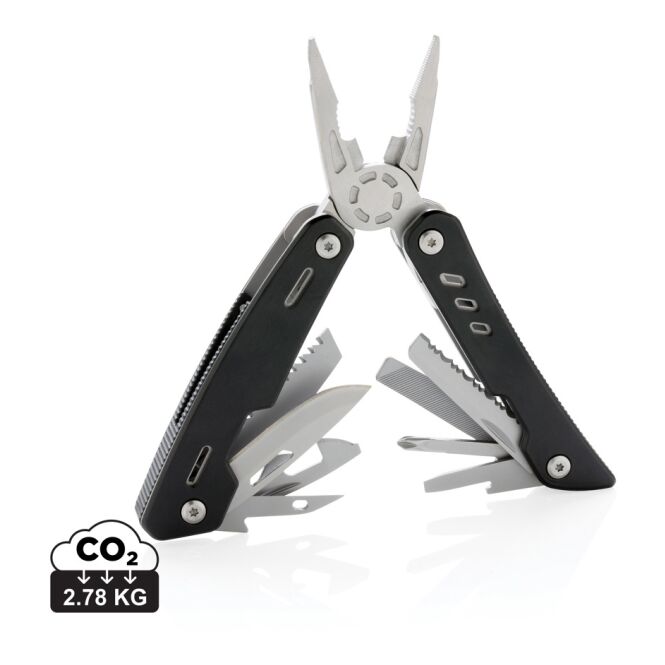 Werbeartikel Solid Multitool mit Gravur – Schwarz – funktionales Werkzeugset für Handwerk und Betrieb