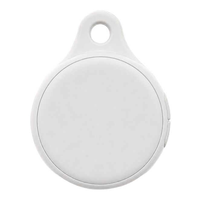 Premium-Werbegeschenk Aptos Finder mit Logodruck – Weiß – wiederaufladbarer Bluetooth-Tracker für Firmen und Mitarbeiter