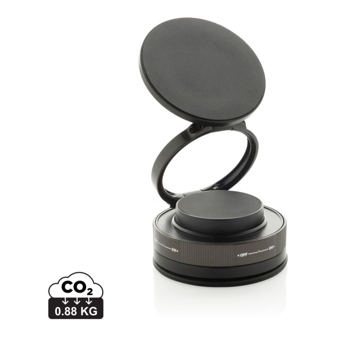 Streuartikel Terra 360 Universal-Handyhalter – schwarz-grau – mit Logo bedruckt nachhaltig für Technik-Messen und den Büroalltag