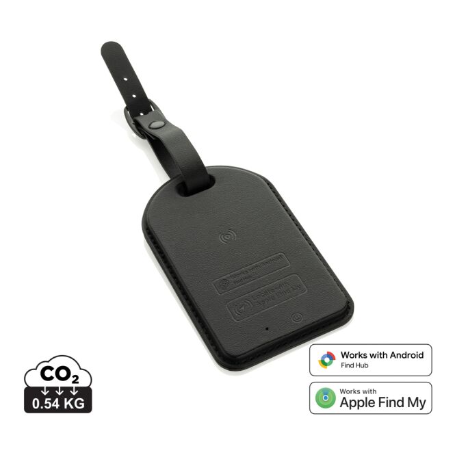 Firmengeschenk Globefind Dual Gepäckanhänger mit Gravur – Schwarz – smarter Ortungs-Anhänger für Geschäftsreisen