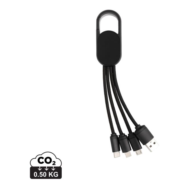 Streuartikel 4-in-1 Ladekabel USB-C – schwarz – mit Logo bedruckt für Technik-Messen und den Büroalltag