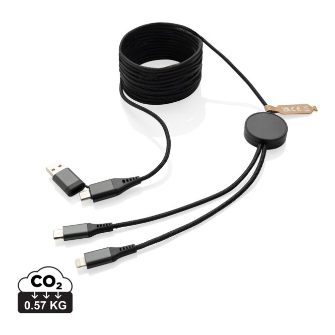 Werbeartikel Terra 4-in-1-Kabel mit Logodruck – 3 Meter Länge – Grau – Ladezubehör für Unternehmen und Büro