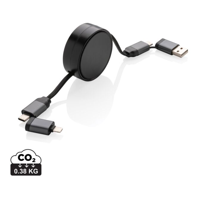 Werbeartikel Terra 6-in-1-Ladekabel mit Gravur – Grau – nachhaltiges Technik-Zubehör für das Büro
