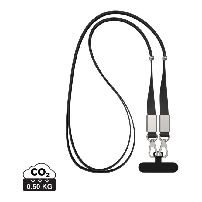 Giveaway Schlüsselband Nivo – schwarz – nachhaltig mit Logo bedruckt 120-200cm aus rPET als Lanyard für Events & Konferenzen