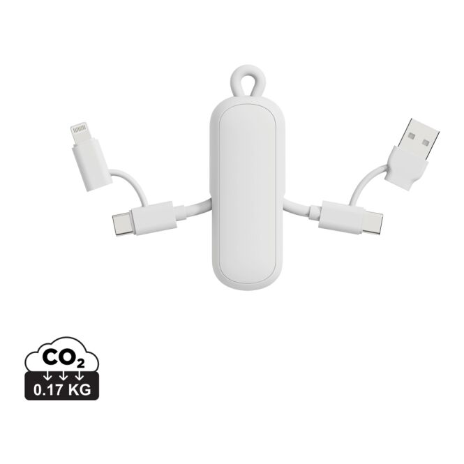 Streuartikel 4-in-1-Kabel Urban Vitamin Dublin – weiß – mit Logo bedruckt 100W PD-Schnellladung nachhaltig recycelt für Technik-Messen