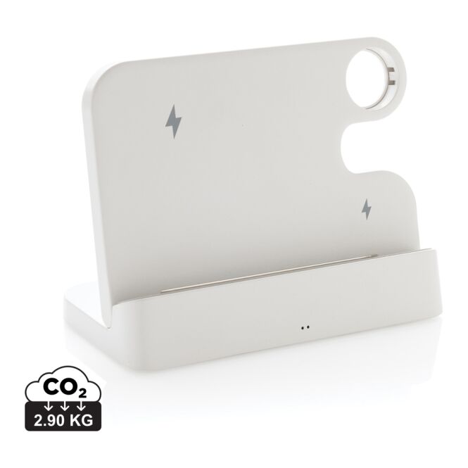 Premium-Werbegeschenk Joltz 15W-Ladestation mit Logodruck aus recyceltem ABS – Weiß – kabelloses Ladegerät für Technik im Büro