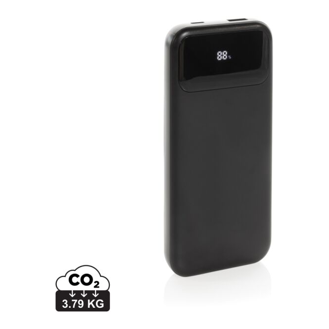 Firmengeschenk Turbopack Powerbank 10.000mAh RCS rABS – schwarz – mit Logo bedruckt nachhaltig für das Mitarbeiter-Onboarding