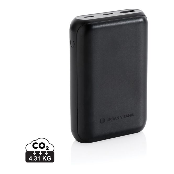 Firmengeschenk Powerbank Urban Vitamin Alameda – schwarz – lasergraviert 10.000 mAh 18W PD USB-C für das Mitarbeiter-Onboarding