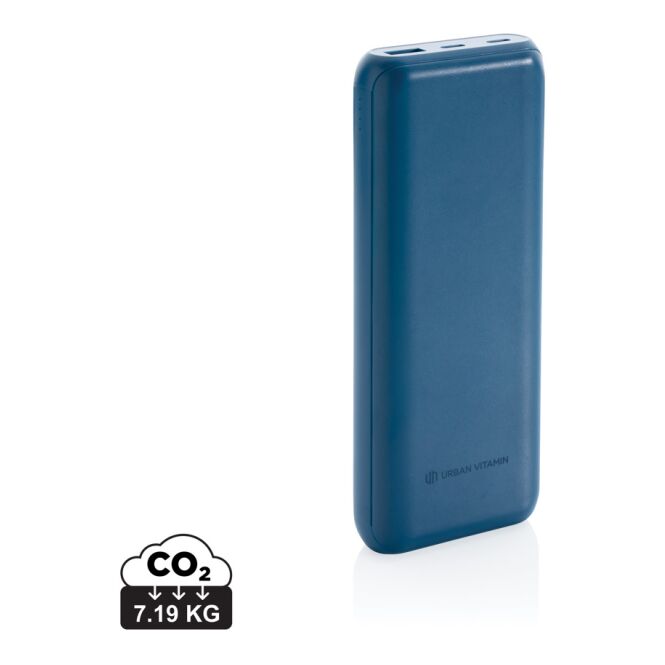 Werbeartikel Urban Vitamin Pasadena 20.000mAh 18W PD Powerbank – blau – mit Logo bedruckt für das Mitarbeiter-Onboarding