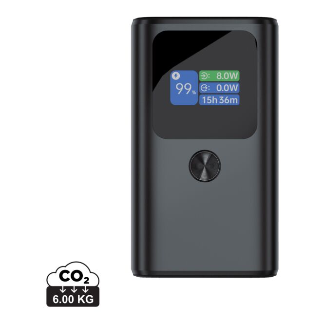 Firmengeschenk Powerbank Urban Vitamin Campbell – anthrazit – mit Logo bedruckt 10.000mAh 55W USB-C für das Mitarbeiter-Onboarding