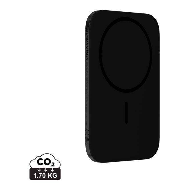 Firmengeschenk Urban Vitamin Concord Powerbank – schwarz – mit Logo bedruckt 3000mAh 7,5W Wireless 20W USB-C nachhaltig für das Homeoffice