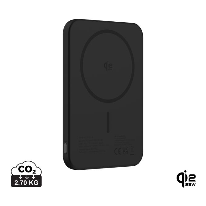 Kundengeschenk Powerbank Urban Vitamin Pomona – schwarz – mit Gravur nachhaltig 5000mAh 25W Qi2.2 USB-C für das Mitarbeiter-Onboarding