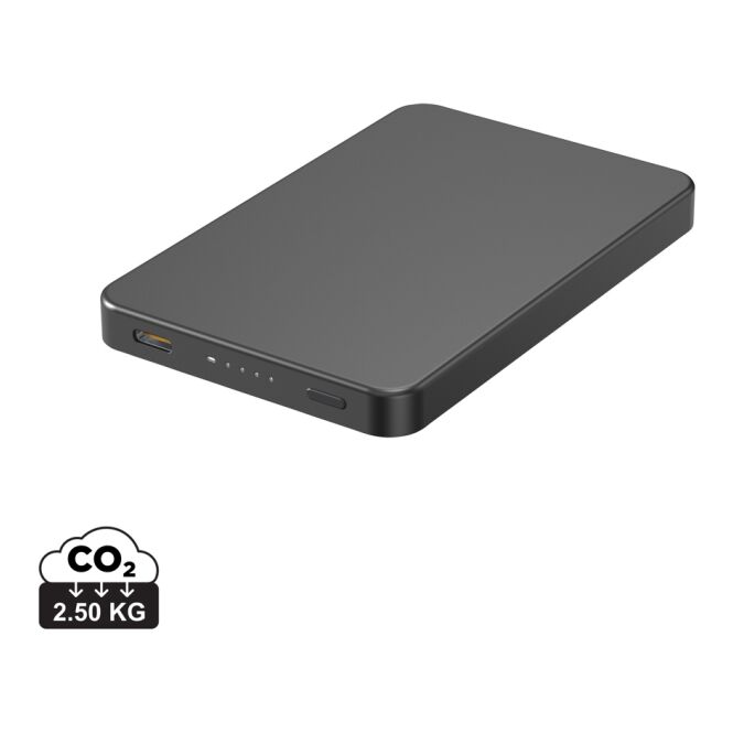 Werbeartikel Urban Vitamin Marin 5.000mAh magnet. 15W Wireless Powerbank – mit Logo bedruckt – schwarz