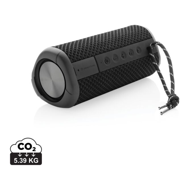 Kundengeschenk Bluetooth Lautsprecher Urban Vitamin Berkeley – schwarz – mit Logo bedruckt 10W IPX7 wasserdicht für das Mitarbeiter-Onboarding