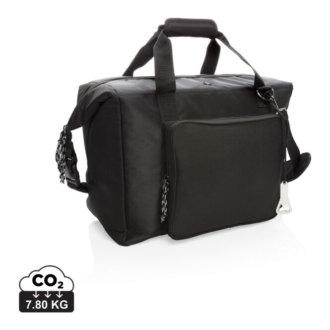 Werbeartikel XXL Kühltasche mit Logodruck – Schwarz – geräumige Isoliertasche für Firmenveranstaltungen