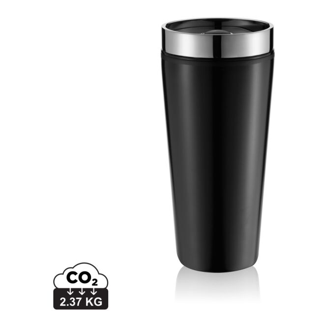 Kundengeschenk Thermobecher Shake-It – schwarz – mit Logodruck 350 ml für das Mitarbeiter-Onboarding und die Büroküche