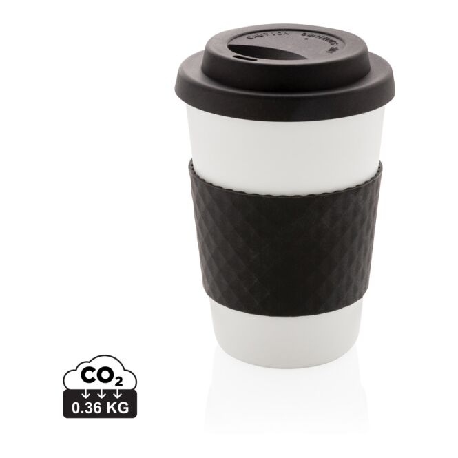 Werbeartikel Kaffee to go Becher – schwarz – mit Logo bedruckt 270 ml nachhaltig für das Büro