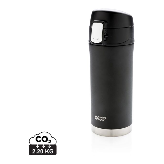 Firmengeschenk Swiss Peak Elite Vakuumbecher mit Gravur – 300ml – Schwarz – isolierter Edelstahlbecher für das Büro