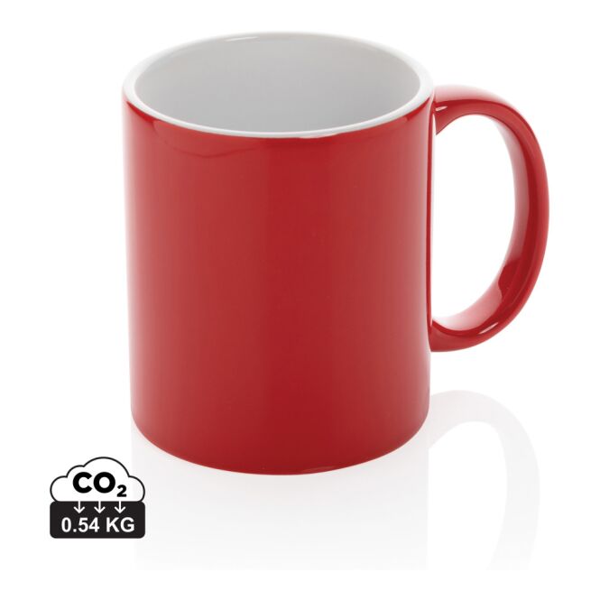Werbeartikel Basic Keramiktasse – rot – mit Logodruck 350 ml für die Büroküche
