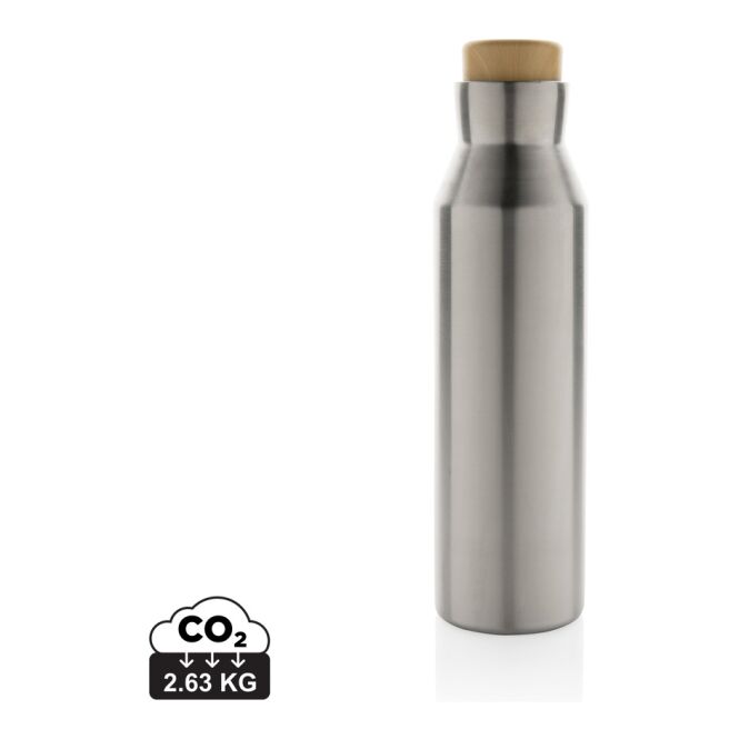 Firmengeschenk Trinkflasche Gaia – silber – mit Lasergravur 500ml 88% recyceltes Edelstahl nachhaltige Mehrwegflasche für CSR-Promotions