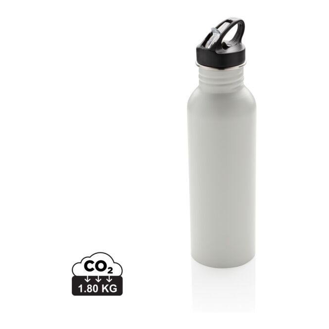 Sport-Werbemittel Deluxe Sportflasche aus Edelstahl – grau – mit Logo bedruckt 710ml leichtes Metall für Sportevents & Turniere