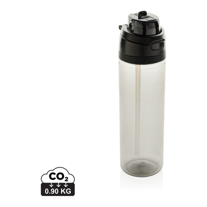 Kundengeschenk Sportflasche Omni Sip – schwarz – mit Logo bedruckt 800ml nachhaltig auslaufsicher rPET für Sportevents & Turniere