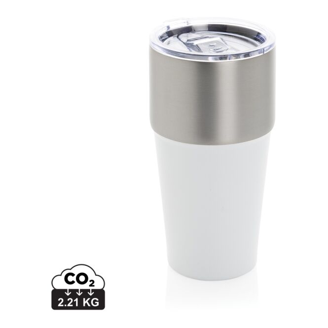 Firmengeschenk Thermobecher Fluid – weiß – mit Logodruck 500 ml nachhaltig für das Mitarbeiter-Onboarding