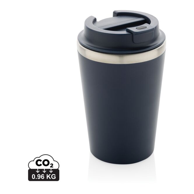 Werbeartikel Kaffee to go Becher Java – navy blau – mit Logo bedruckt 350 ml nachhaltiger Mehrwegbecher für das Büro