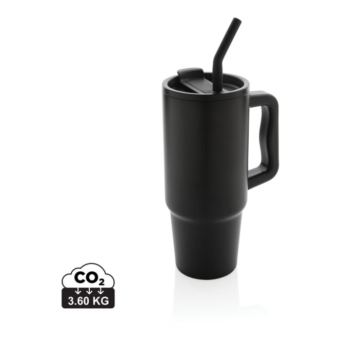 Kundengeschenk Thermobecher Embrace Deluxe – schwarz – mit Logodruck 900 ml nachhaltig für das Mitarbeiter-Onboarding