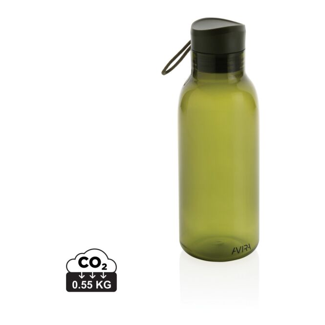 Werbeartikel Trinkflasche Avira Atik – grün – mit Logo bedruckt 500ml 100% rPET 98% Recyclinganteil nachhaltige Mehrwegflasche CSR