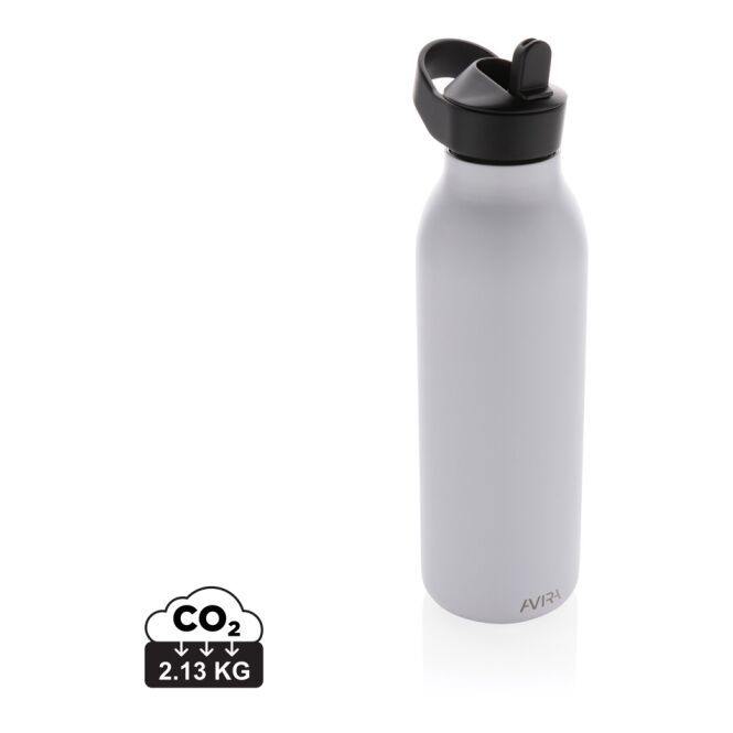 Kundengeschenk Avira Ara RCS Re-Steel Fliptop – weiß – mit Logodruck 500ml doppelwandig vakuumisoliert BPA-frei nachhaltig für Sportevents
