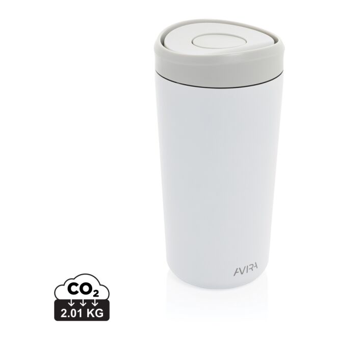 Premium-Werbeartikel Thermobecher Avira Alix – weiß – mit Logodruck 400 ml nachhaltiger Mehrwegbecher für das Büro