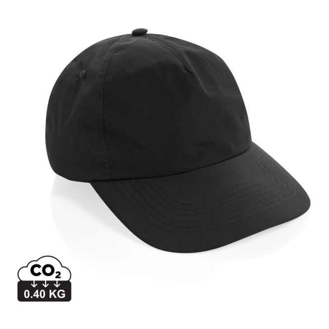 Mitarbeitergeschenk Cap KENTO URBAN RCS – schwarz – mit Logo bedruckt atmungsaktiv leicht für Firmenveranstaltungen klassisches Baseball Cap