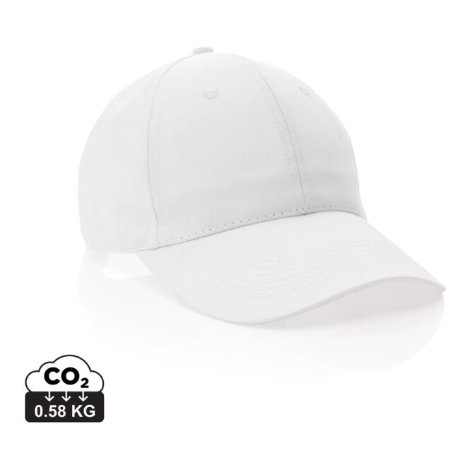 Mitarbeitergeschenk Cap Impact 6 Panel – weiß – mit Logo bestickt 190gr rCotton mit AWARE Tracer nachhaltiges Accessoire klassisches Baseball Cap