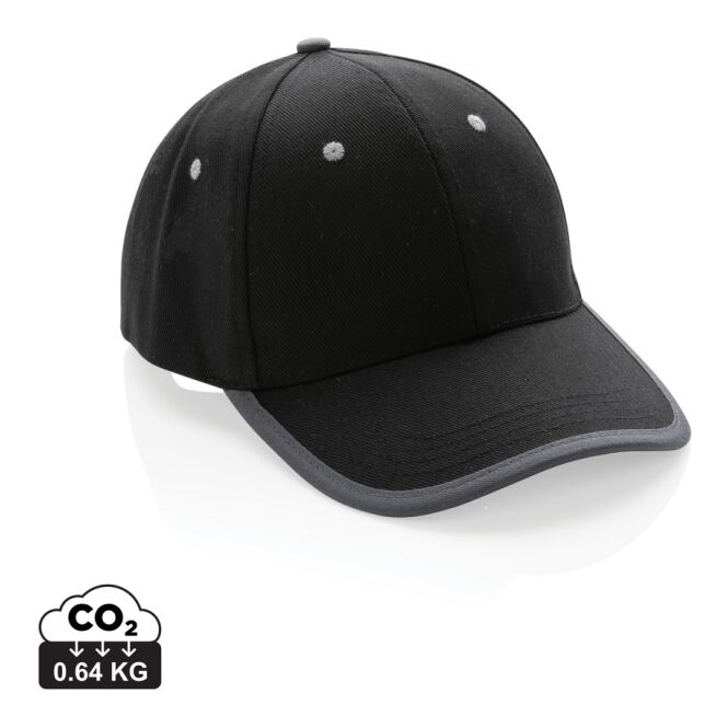 Corporate-Fashion Impact AWARE 6 Panel Cap – schwarz – mit Logodruck recycelte Baumwolle 280g nachhaltige Kopfbedeckung klassisches Baseball Cap