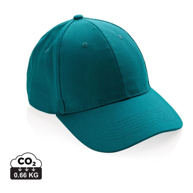 Werbeartikel Cap Impact 6 Panel – grünspan – mit Logo bestickt 280gr rCotton mit AWARE Tracer nachhaltig und klassisches Baseball Cap