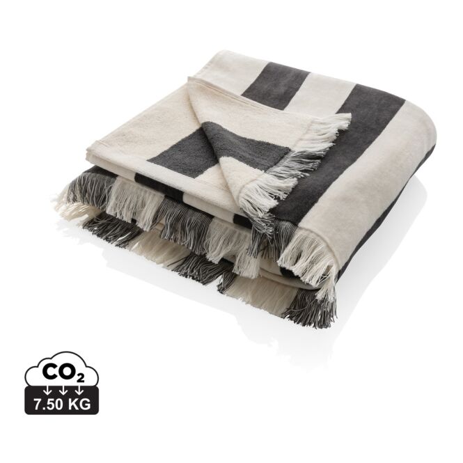 Premium-Werbeartikel Strandtuch Ukiyo Aware Yukari XL – anthrazit – mit Logodruck 50% recycelte Baumwolle 100x180cm nachhaltiges Textil