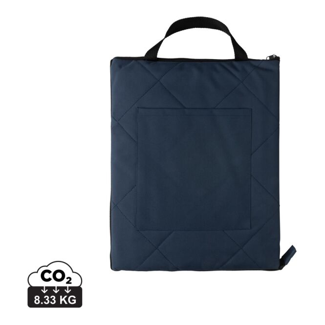 Kundengeschenk Impact Aware RPET Picknickdecke – marineblau – mit Logo bedruckt, nachhaltig, 145x130 cm, für Teamevents