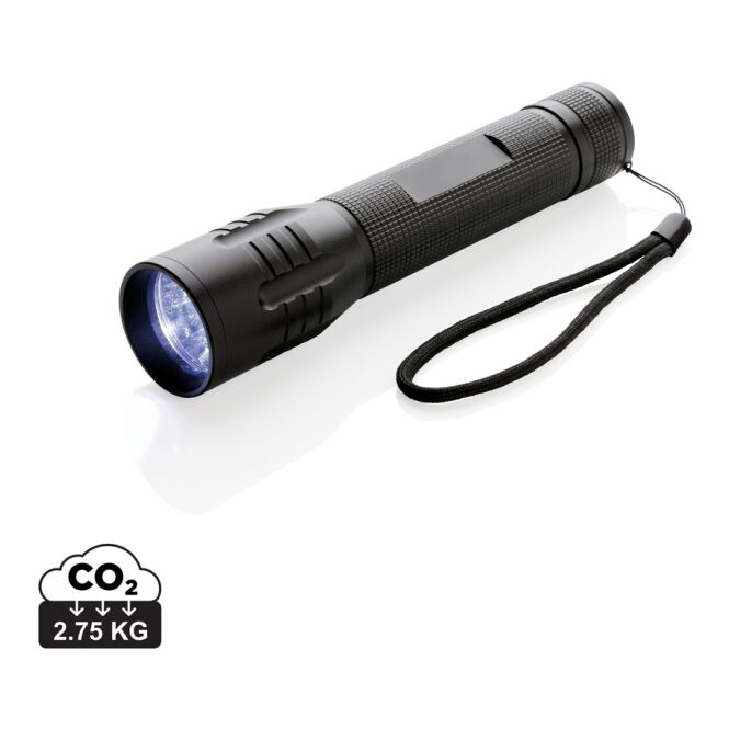 Werbeartikel 3W Cree Taschenlampe mit Gravur – Schwarz – leistungsstarke LED Leuchte für Firmen