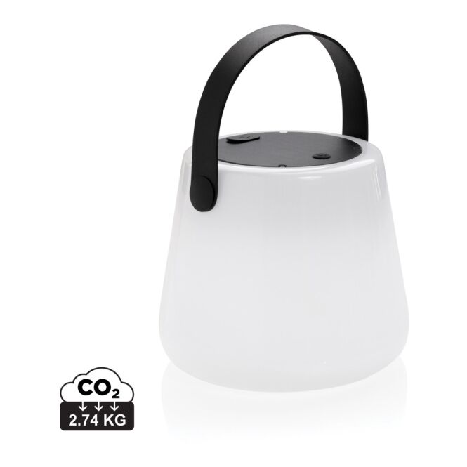 Firmengeschenk SolarGlow LED-Leuchte mit Logodruck – Weiß – nachhaltige Außenbeleuchtung für Mitarbeiter und Büros