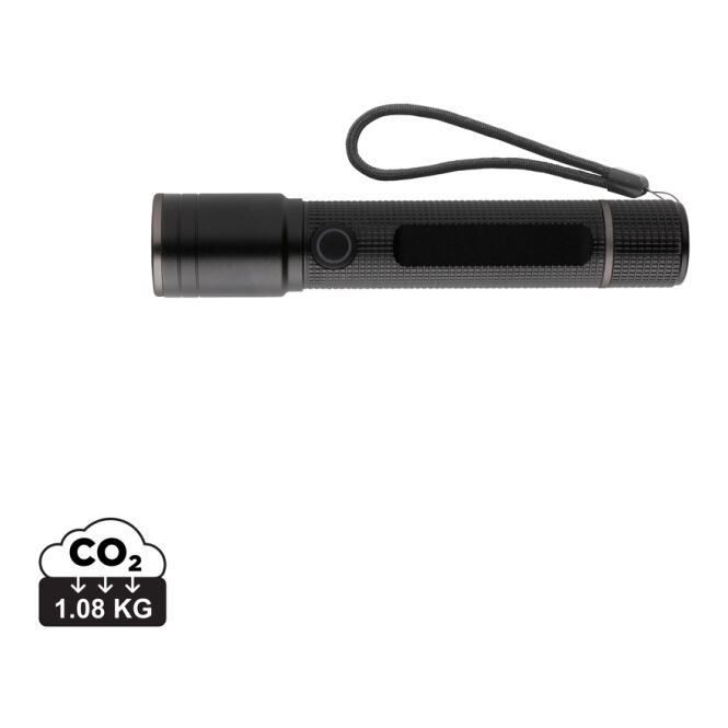 Kundengeschenk Gear X Taschenlampe mit Gravur – Schwarz – wiederaufladbare LED-Leuchte für Firmen und Büro